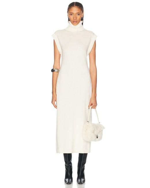 Jonathan Simkhai White Short Sleeve Turtleneck Dress