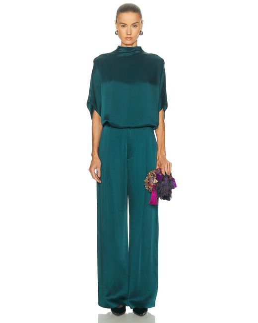 LAPOINTE Green Satin Cape Tee