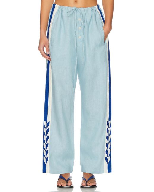 Bode Blue Seedling Stripe Pajama Pant