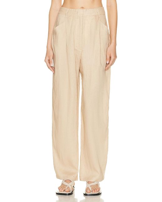 AEXAE Linen High-rise Trouser in Natural | Lyst