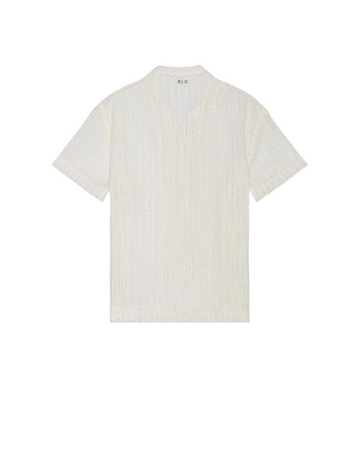 Bode White Meandering Lace Short Sleeve Shirt for men
