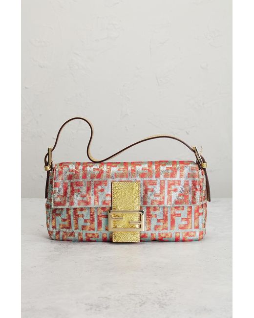 Fendi White Zucca Baguette Shoulder Bag