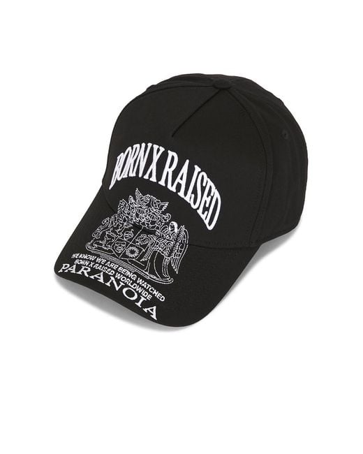 Born X Raised Black Paranoia Crest Snapback for men