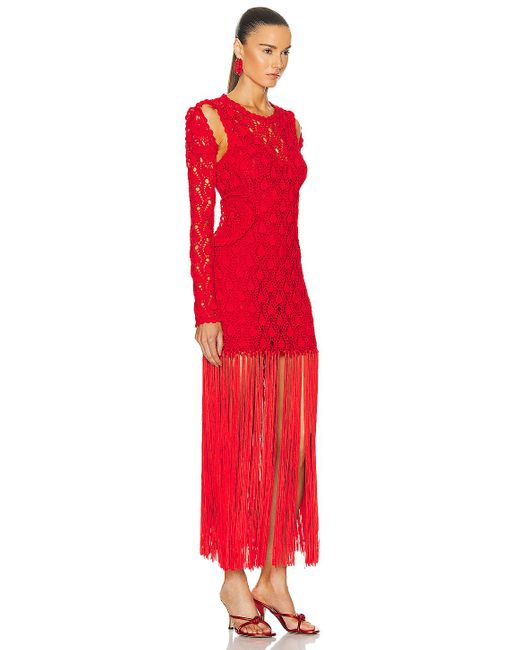 AKNVAS Red For Fwrd For Fwrd Willow Crochet Gown With Detachable Sleeves