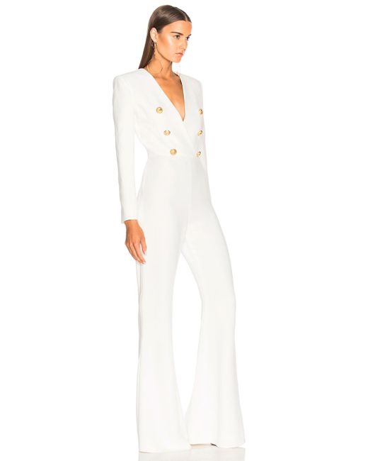 balmain jumpsuit white