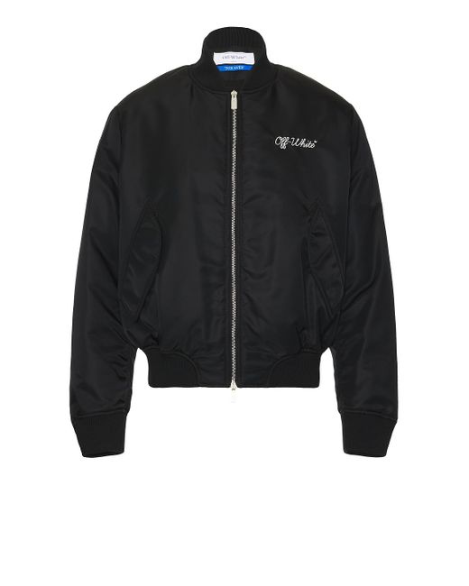 Off-White c/o Virgil Abloh Script Bomber Jacket in Black for Men | Lyst
