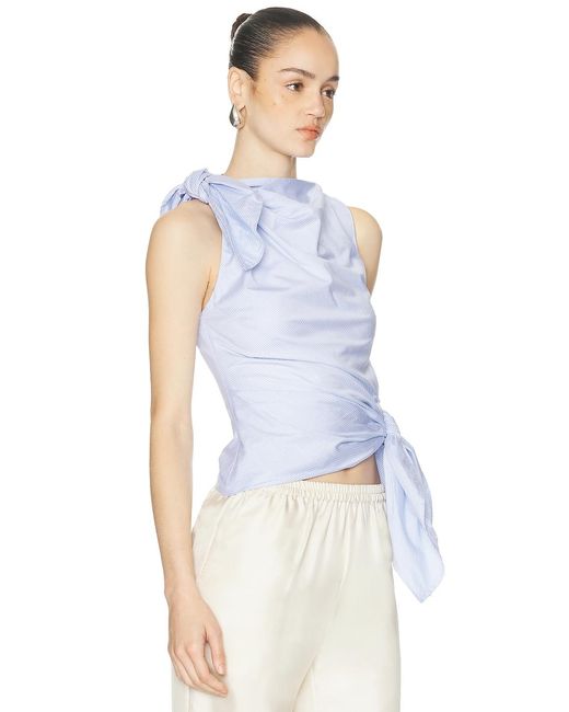Monse Blue Bow Drape Shirting Top