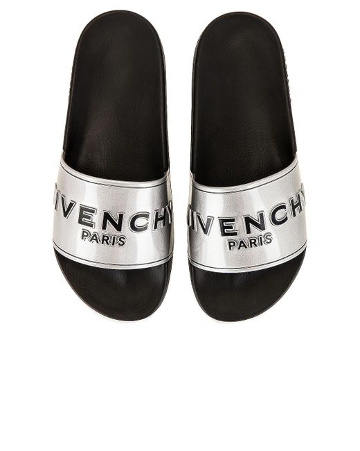 Givenchy Rubber Slide Sandal in Silver 