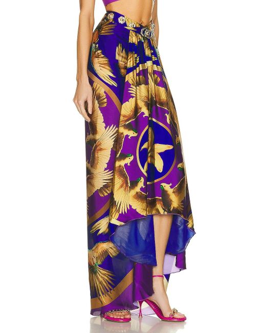 RAISA & VANESSA Maxi V- Waist Satin Skirt in Purple | Lyst UK