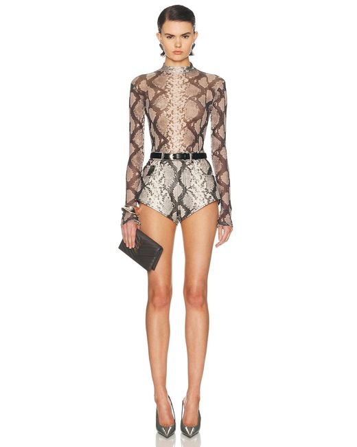 LAPOINTE Multicolor Faux Stretch Python Mini Short