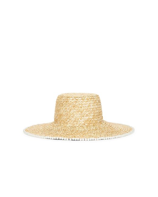 Lele Sadoughi Natural Pearl Edge Straw Hat