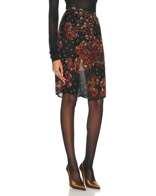 Saint Laurent Black Floral Skirt