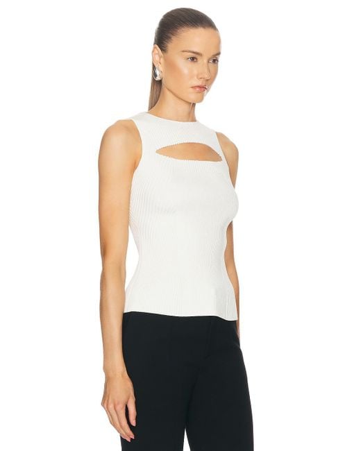 Alexander McQueen White Slashed Rib Knit Top