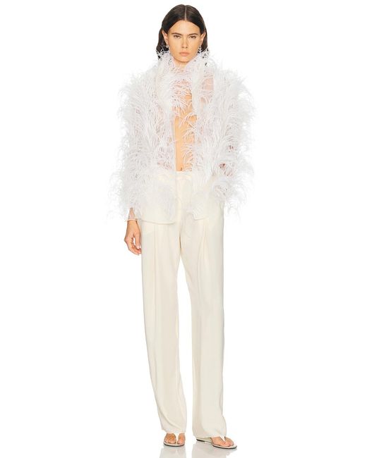 LAPOINTE White Marbled Feathers Jacket