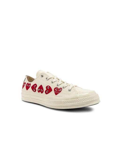 COMME DES GARÇONS PLAY White Chuck 70 Ox "Multi Hearts" Sneakers