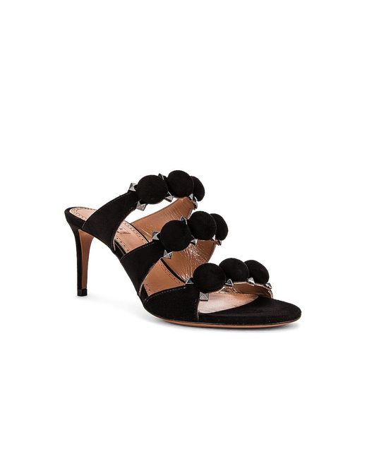 Alaïa Black Pom Pom Studded Mules