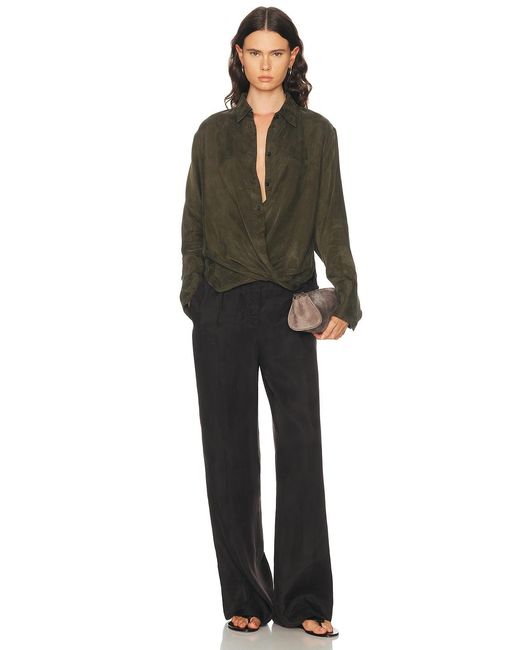 Helmut Lang Green Fluid Drape Shirt