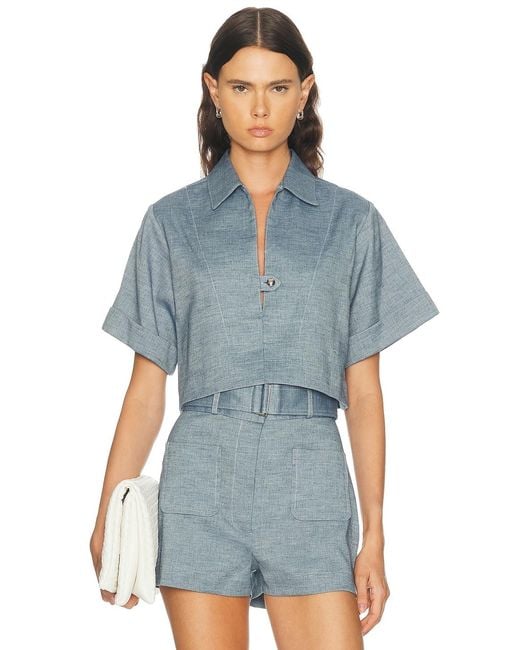 Matthew Bruch Blue Popover Top