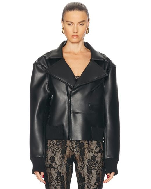 Norma Kamali Black Mini Moto Jacket