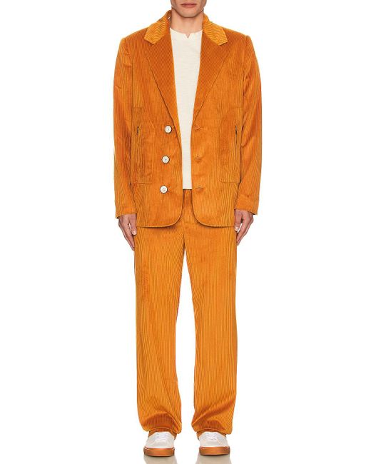 Siedres Orange Corduroy Suit Jacket for men