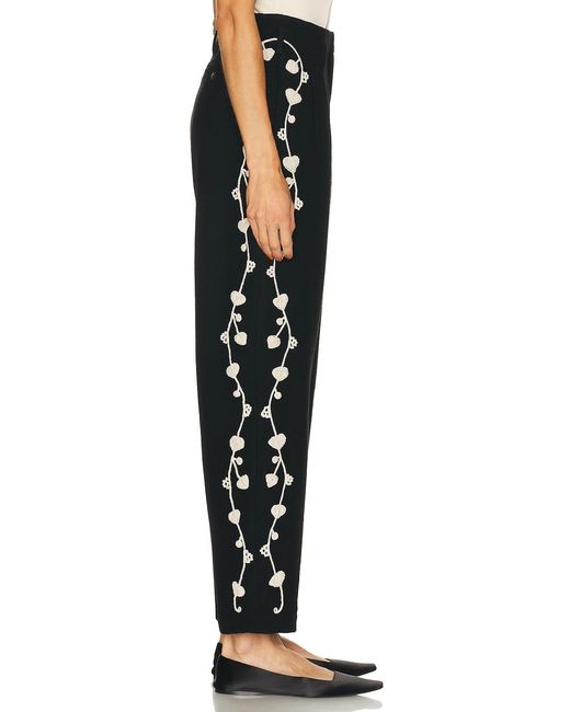 Bode Black Snowdrop Applique Murray Trouser