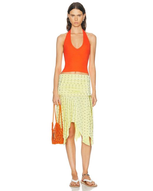 ÉTERNE Orange Cropped Halter Top