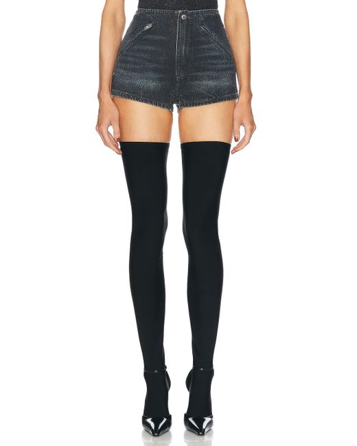 Alexander Wang Black Hotfix Crystal Moto Mini Short