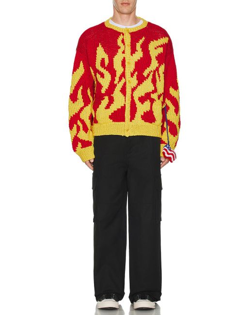 Sky High Farm Red Flame Hand Knit Cardigan for men