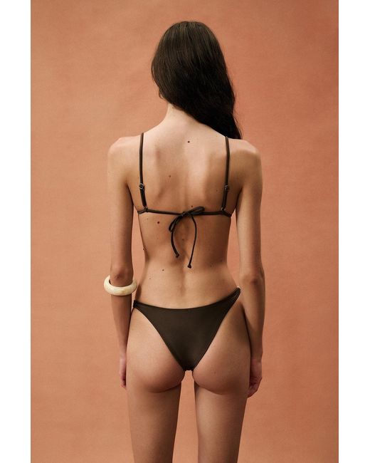 SAME Brown For Fwrd Stone Strap Triangle Bikini Top