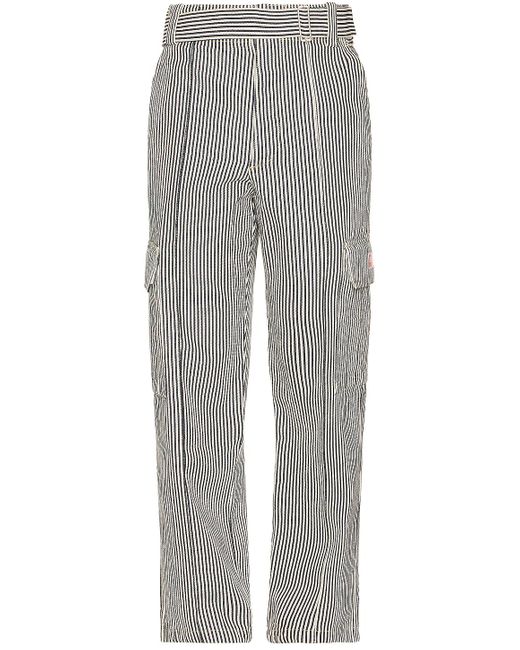 KENZO Gray Striped Army Straight Jeans for men