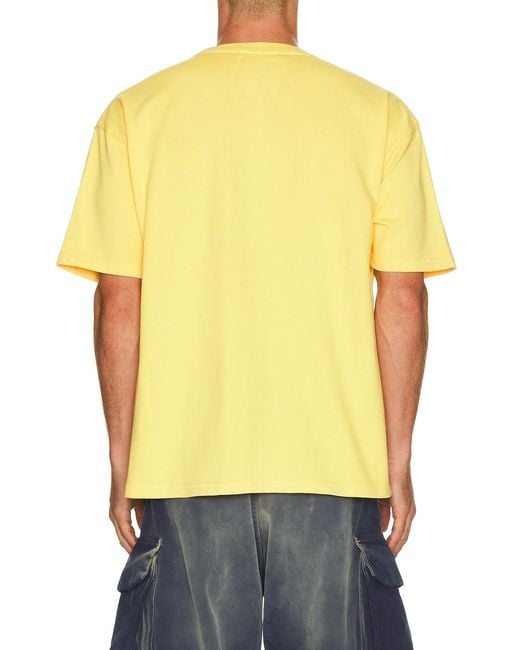 Rhude Yellow Logo Pocket Tee for men
