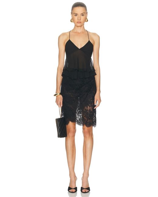 The Sei Black Cut Out Ruffle Cami