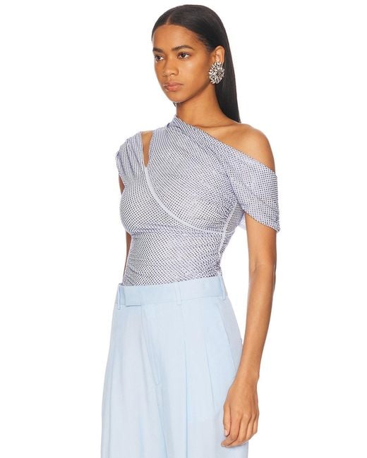 Self-Portrait Blue Rhinestone Top