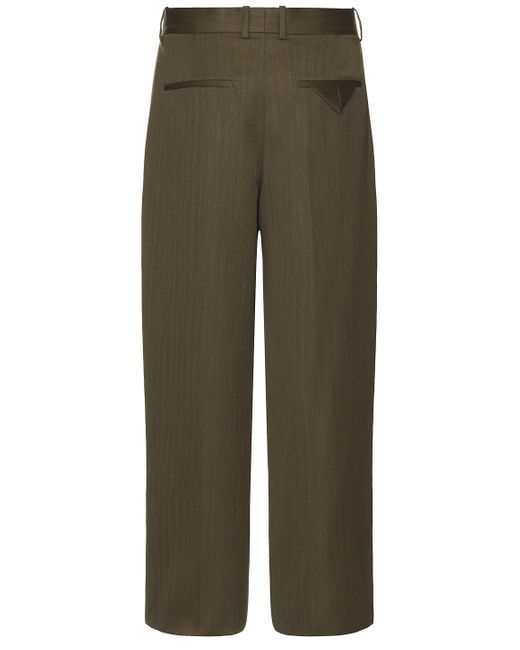 Bottega Veneta Green Subtle Wool Chevron Two Pleats Straight Trousers for men