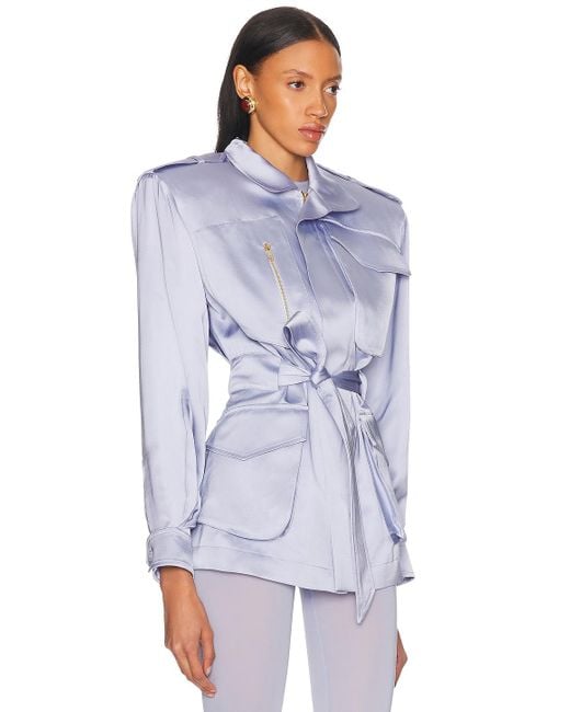 Alexandre Vauthier Blue Satin Tailoring Jacket