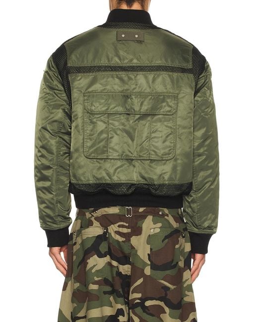 ANDERSSON BELL Green Flight Layered Washed Bomber Jacket for men