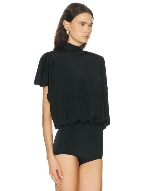 Mugler Black Draped Backless Bodysuit