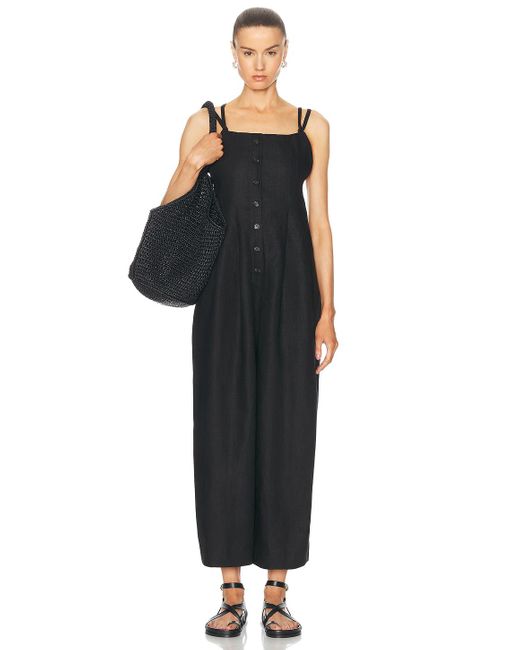 Bode Black Linen Gardner Jumpsuit