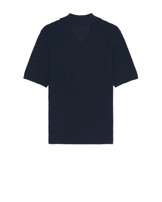 FRAME Blue Short Sleeve Sweater Polo for men
