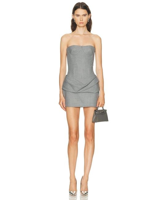 Alex Perry Longline Cupped Corset Mini Dress in Gray | Lyst
