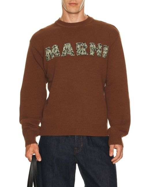 Marni Brown Round Neck Sweater for men