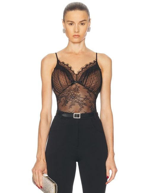 Self-Portrait Black Dot Mesh Bodysuit