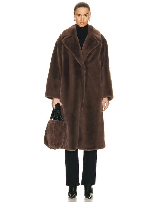 Stand Studio Maria Faux Fur Coat in Brown | Lyst