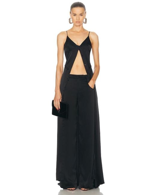 David Koma Black Satin Cami Dress