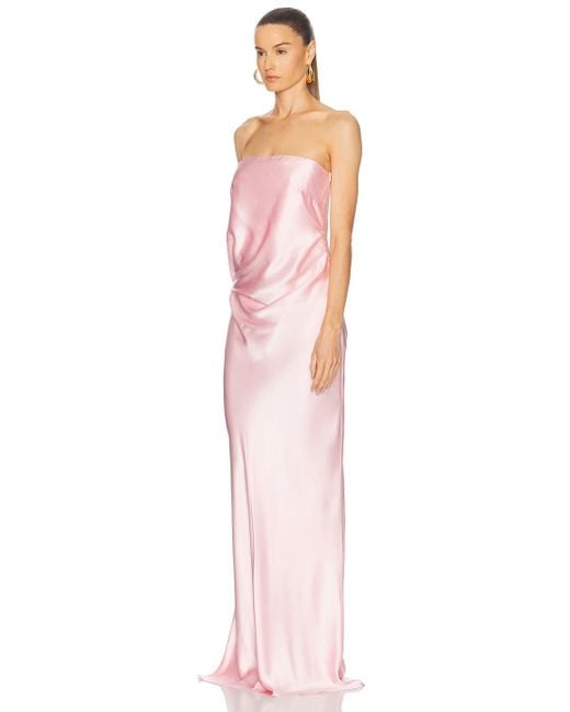 The Sei Pink Draped Strapless Gown