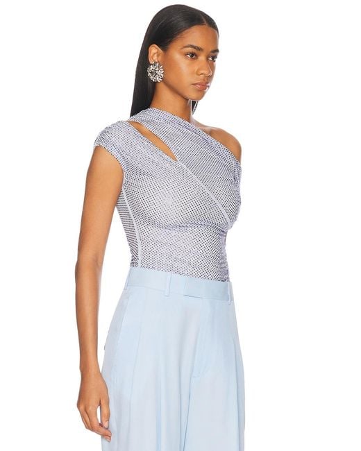 Self-Portrait Blue Rhinestone Top