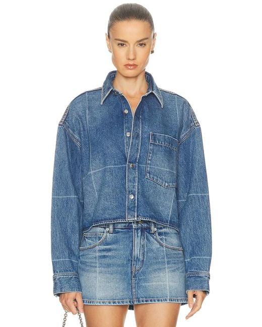 Alexander Wang Blue Cropped Button Down Shirt