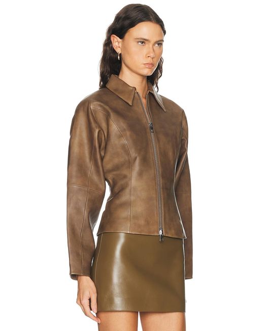 The Sei Brown Fitted Leather Jacket