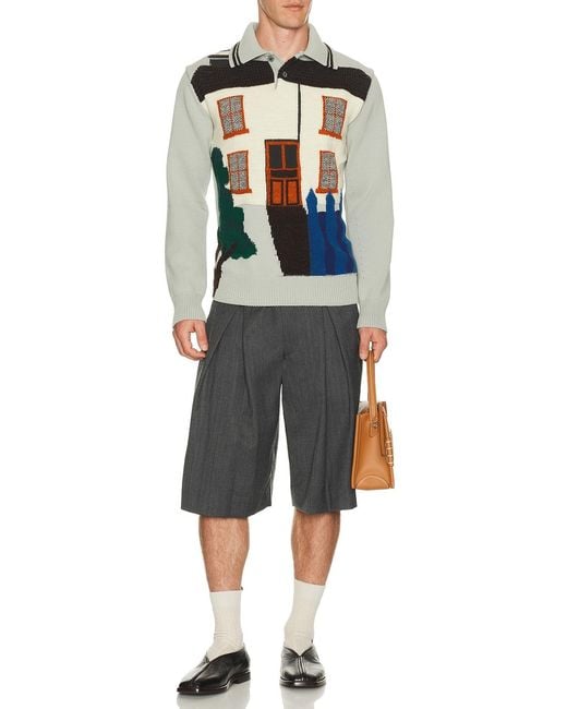 Junya Watanabe Gray Wool Knit Collared Sweater for men