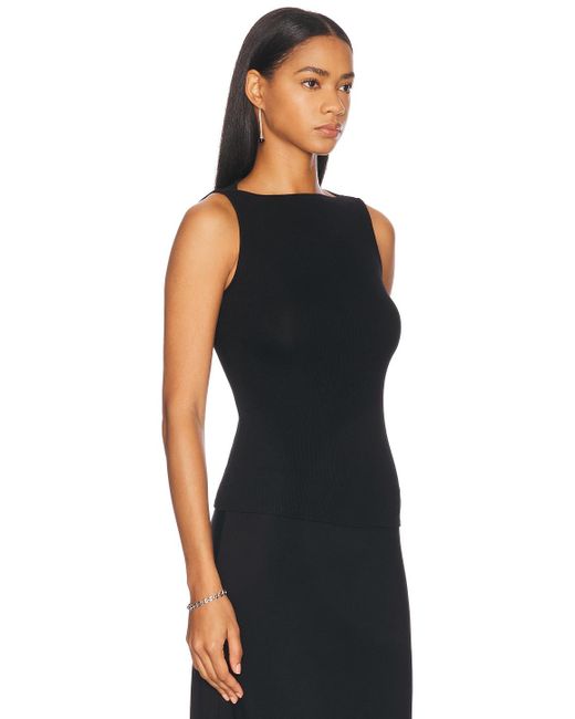 Enza Costa Women's Black Silk Knit Sleeveless Boatneck Top